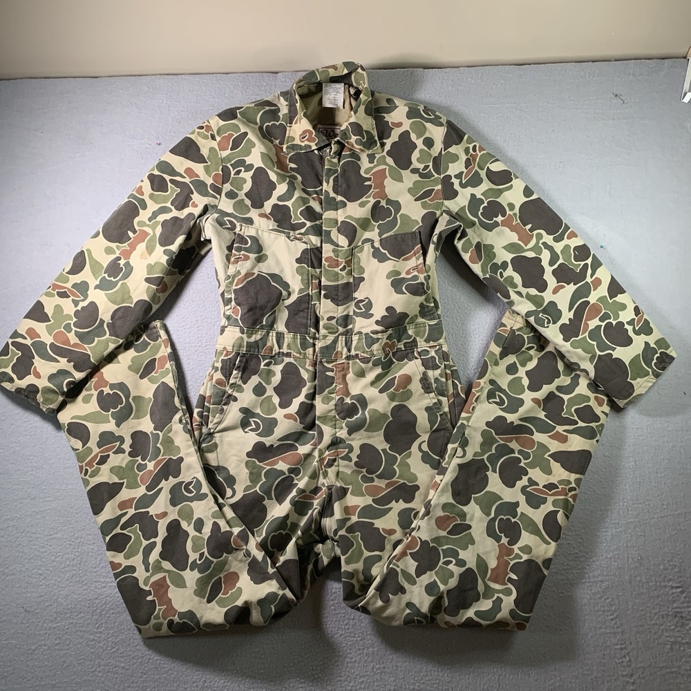 Walls Blizzard-Pruf Men's Coveralls Size S Brown Camo Insulated Hunting Vintage